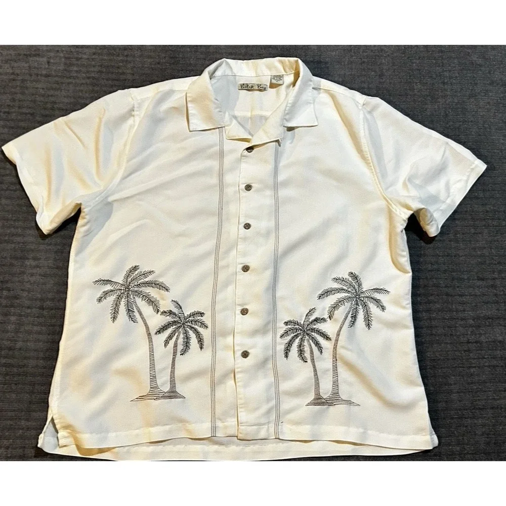Batik Bay Hawaiian Palm Tree Print Button Up Size XL Men 90's Short Sleeves